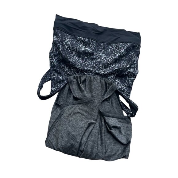 Lululemon Tank Top Built-In Shelf Bra Drawstring Cinch Patterned Strap Gray W 6 - Picture 8 of 10